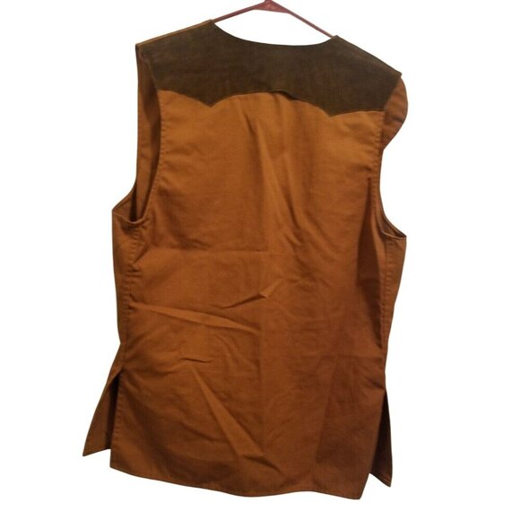 Bob Allen Sportswear Brown Shooting Vest Large With Suede Accents‎ & Pocket - Picture 2 of 12